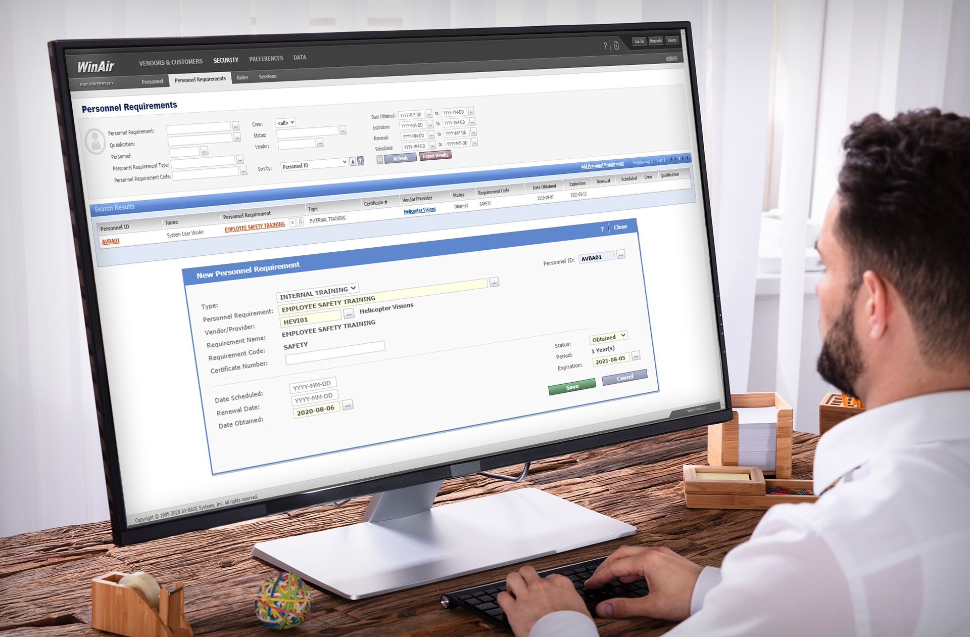 WinAir - Training Qualification System - Employee Adds New Personnel Requirement